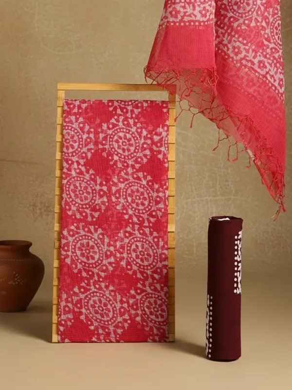 Rooh_Rang_Kota_Doria_Wax_Batik_Suit_Berry_Red