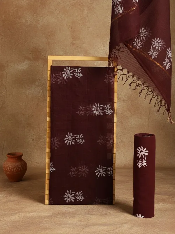 Rooh_Rang_Kota_Doria_Wax_Batik_Suit_Deep_Brown