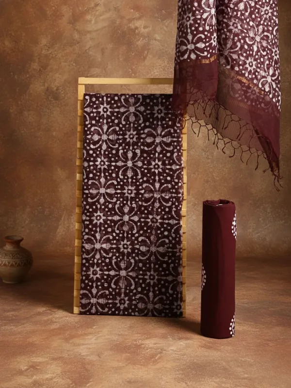 Rooh_Rang_Kota_Doria_Wax_Batik_Suit_Deep_Maroon