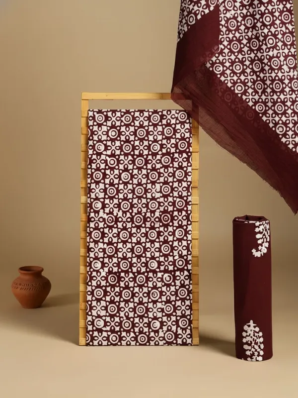 Aavya_Pure_Mul_Cotton_Wax_Batik_Suit_Choco_Brown