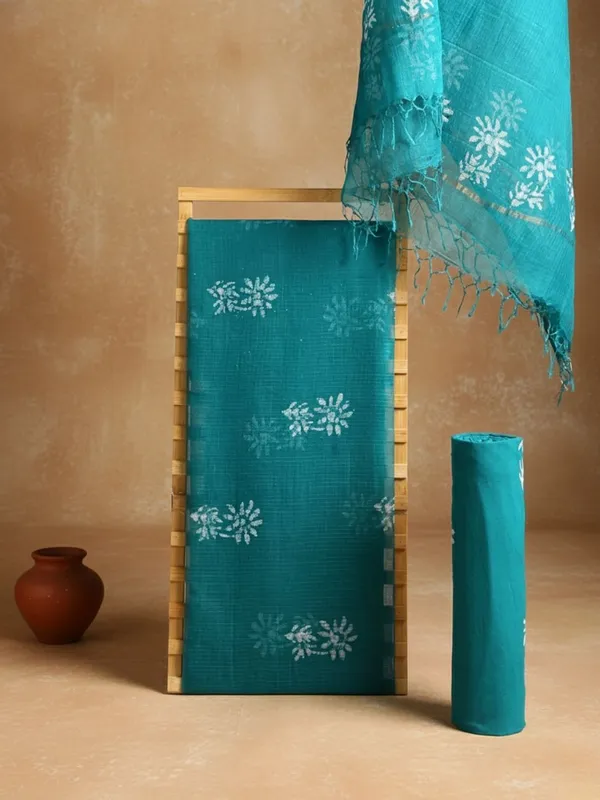Rooh_Rang_Kota_Doria_Wax_Batik_Suit_Ocean_Blue