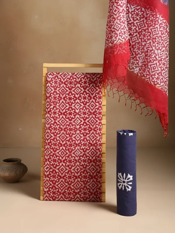 Rooh_Rang_Kota_Doria_Wax_Batik_Suit_Crimson_Red