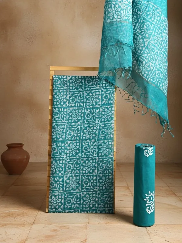 Rooh_Rang_Sea_Green_Kota_Doria_Wax_Batik_Suit