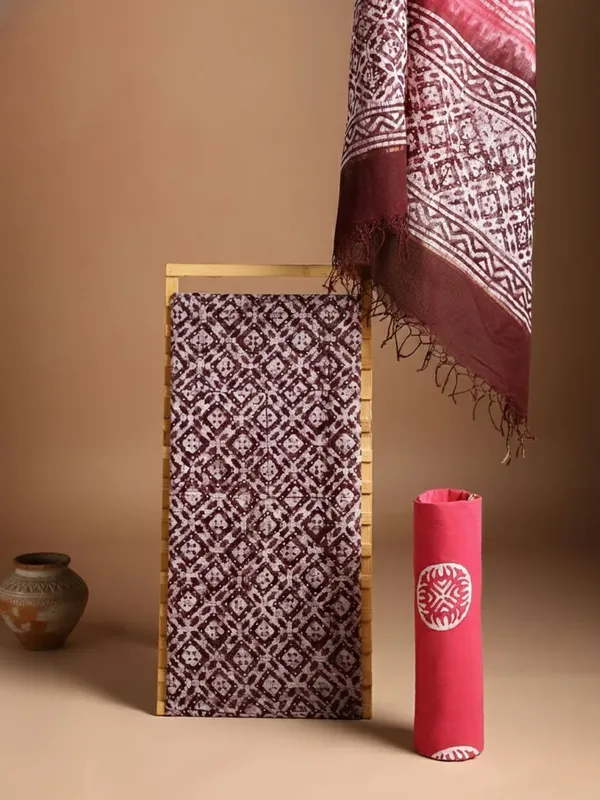 Rooh_Rang_Kota_Doria_Wax_Batik_Suit_Maroon