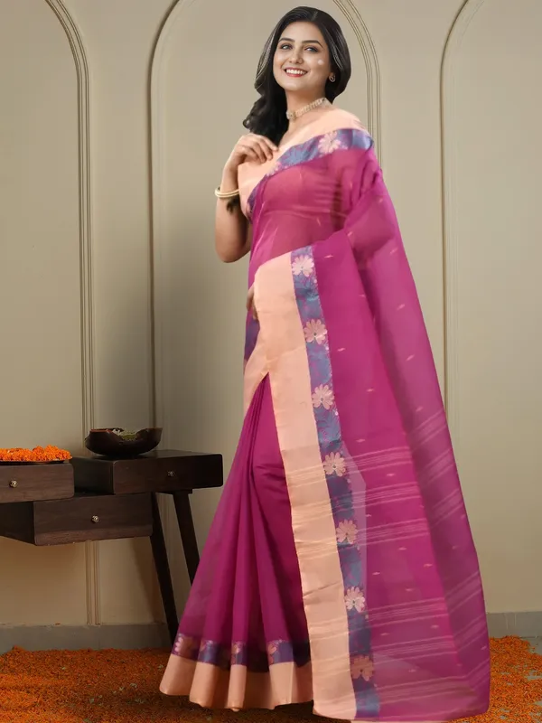 Jamdani_Charm_Pure_Cotton_Saree_Magenta_Pink