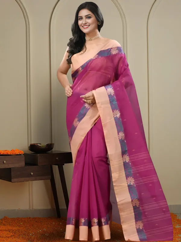 Jamdani_Charm_Pure_Cotton_Saree_Magenta_Pink