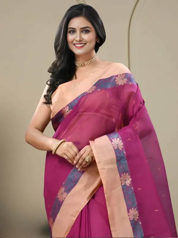 Jamdani_Charm_Pure_Cotton_Saree_Magenta_Pink