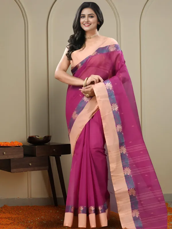 Jamdani_Charm_Pure_Cotton_Saree_Magenta_Pink