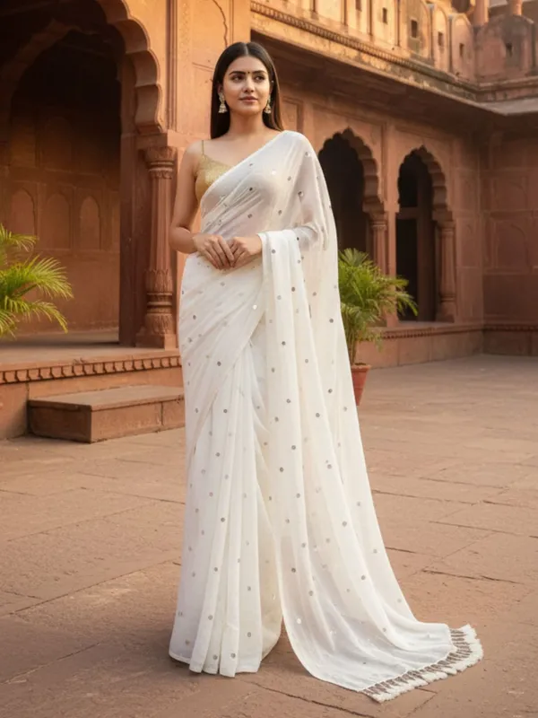 Gini_Baani_Pure_Mul_Cotton_Sequin_White_Saree