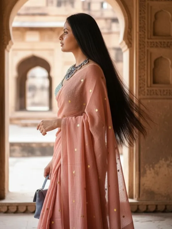 Gini_Baani_Pure_Mul_Cotton_Sequin_Soft_Peach_Saree