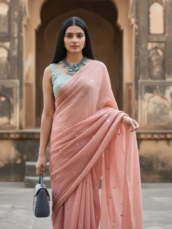 Gini_Baani_Pure_Mul_Cotton_Sequin_Soft_Peach_Saree
