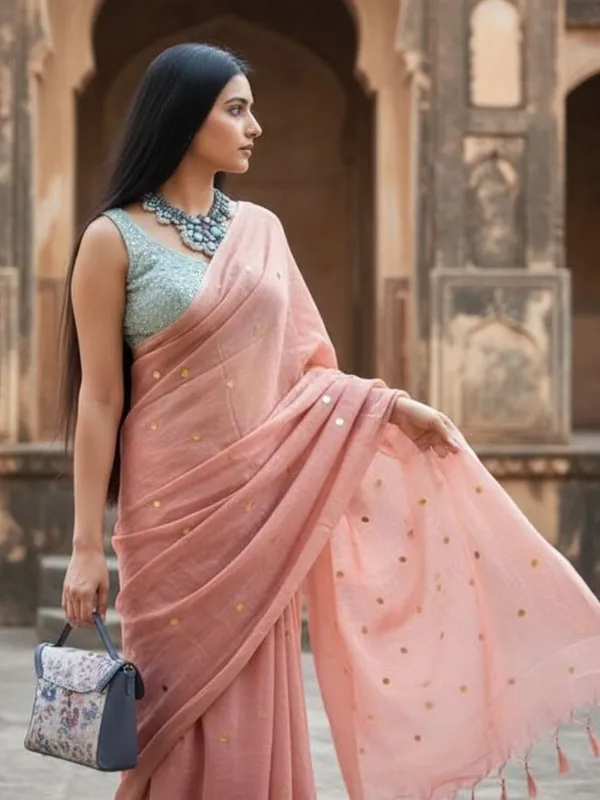 Gini_Baani_Pure_Mul_Cotton_Sequin_Soft_Peach_Saree