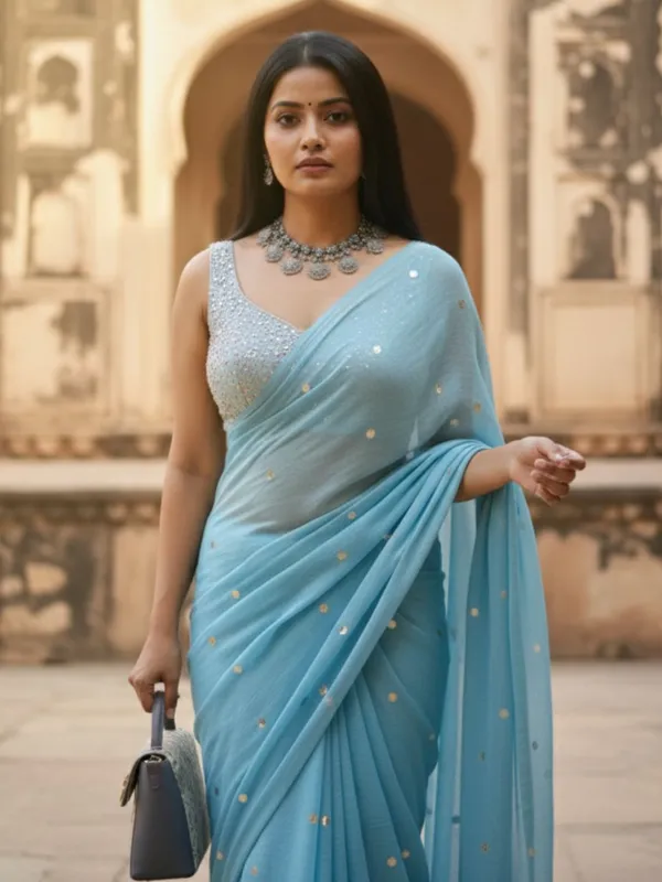Gini_Baani_Pure_Mul_Cotton_Sequin_Sky_Blue_Saree