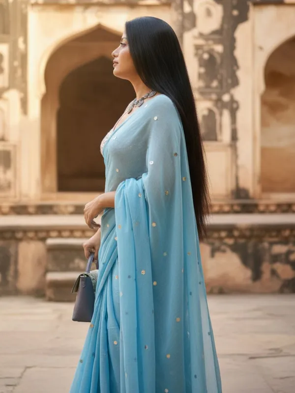 Gini_Baani_Pure_Mul_Cotton_Sequin_Sky_Blue_Saree