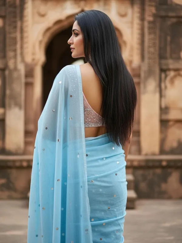 Gini_Baani_Pure_Mul_Cotton_Sequin_Sky_Blue_Saree