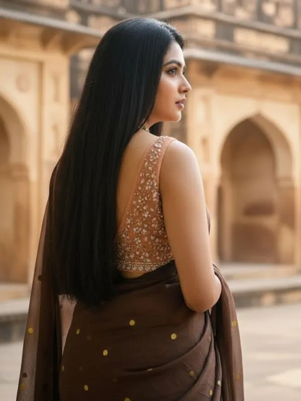 Gini_Baani_Pure_Mul_Cotton_Sequin_Brown_Saree