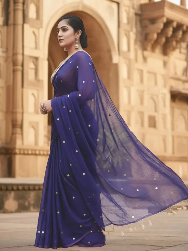 Gini_Baani_Pure_Mul_Cotton_Sequin_Navy_Blue_Saree