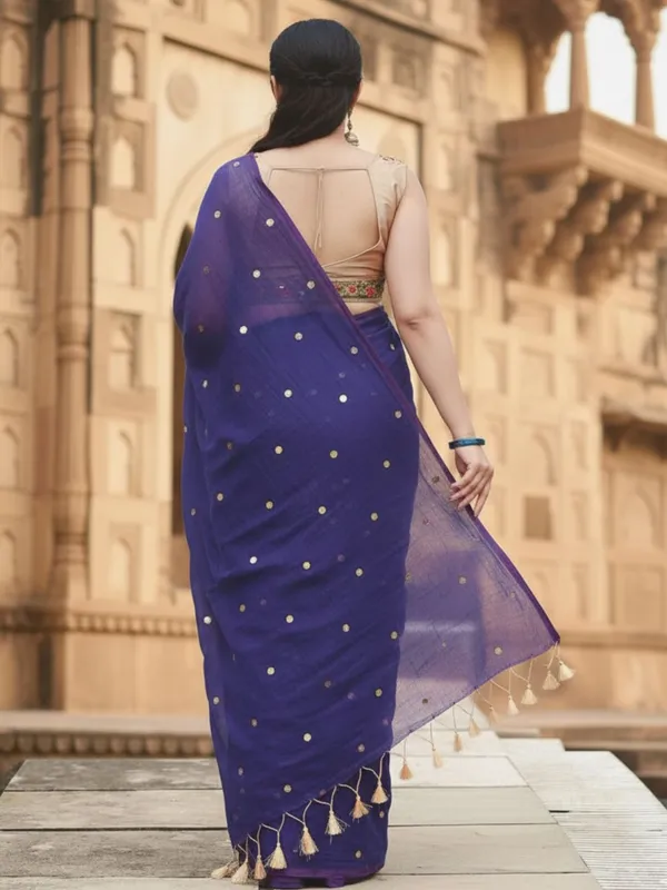 Gini_Baani_Pure_Mul_Cotton_Sequin_Navy_Blue_Saree