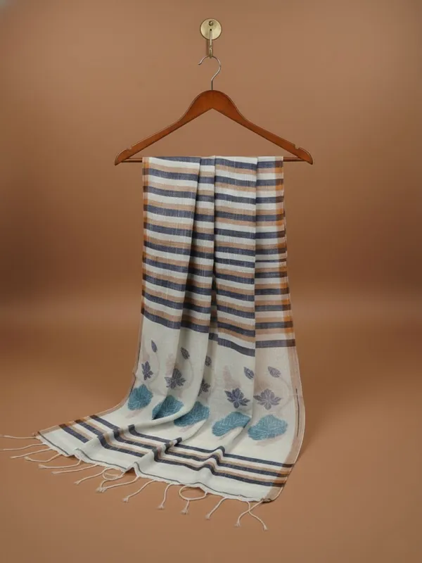 Neerja_Pure_Linen_Hand_Weaving_Saree_Off_White