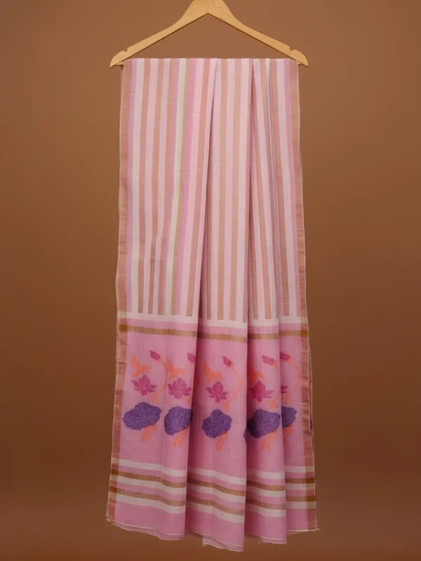 Neerja_Pure_Linen_Hand_Weaving_Saree_Pink