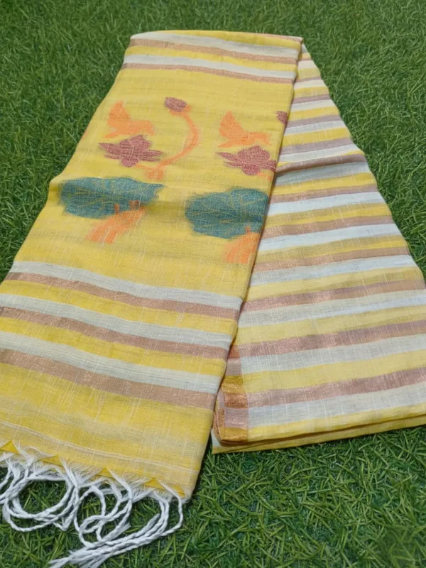 Neerja_Pure_Linen_Hand_Weaving_Saree_Yellow
