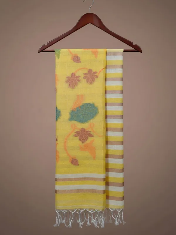 Neerja_Pure_Linen_Hand_Weaving_Saree_Yellow