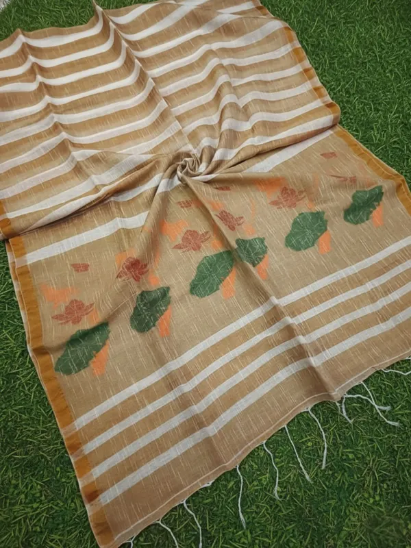 Neerja_Pure_Linen_Hand_Weaving_Saree_Brown
