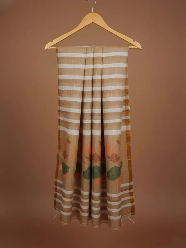 Neerja_Pure_Linen_Hand_Weaving_Saree_Brown