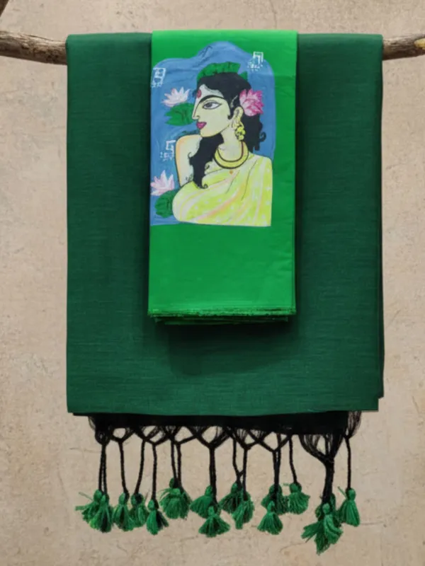 Chitrika_Pure_Khadi_Cotton_Handloom_Saree_Dark_Green