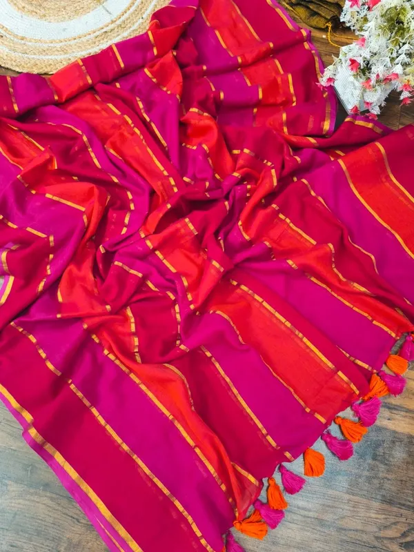 Nakshi_Bahaar_Pure_Mul_Cotton_Handloom_Saree_Pink_&_Red