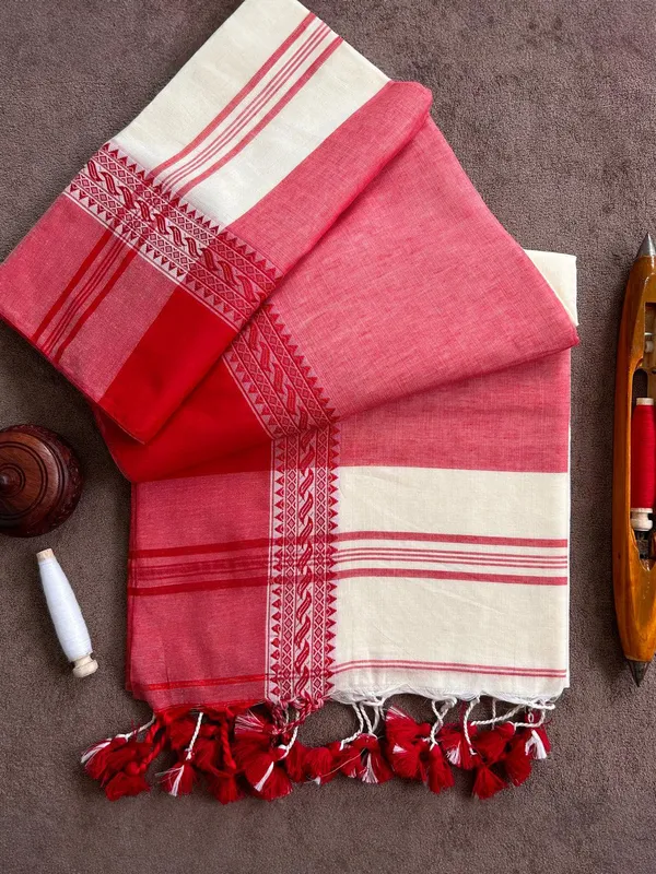 Kinara_Pure_Handloom_Cotton_Saree_Red_&_White
