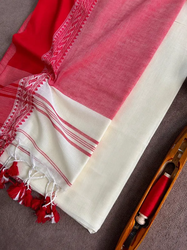 Kinara_Pure_Handloom_Cotton_Saree_Red_&_White
