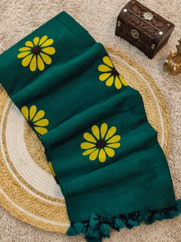 Nirmal_Rang_Dark_Green_Pure_Cotton_Handloom_Saree