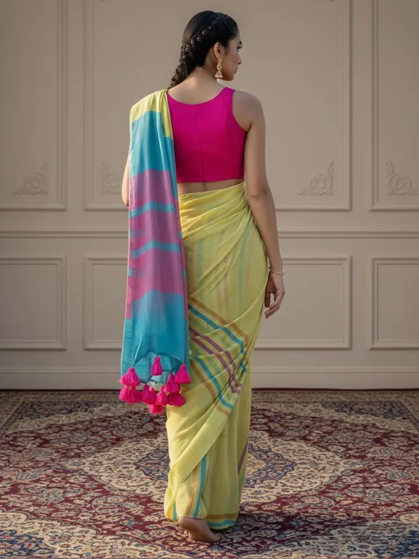 Nirmal_Pure_Khadi_Cotton_Handloom_Yellow_Saree