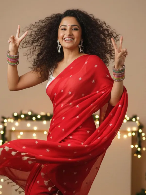 Hawa_Hawai_Pure_Cotton_Embroidered_Red_Saree