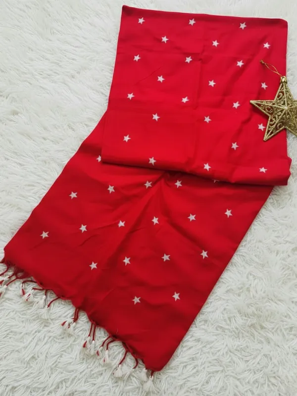 Hawa_Hawai_Pure_Cotton_Embroidered_Red_Saree