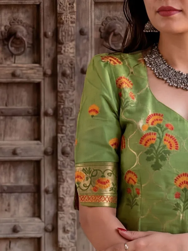 Shan-e-Banaras_Cotton_Silk_Blend_Brocade_Suit_Light_Green