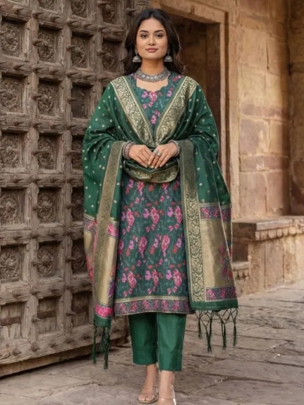 Shan-e-Banaras_Brocade_Silk_Suit_Green