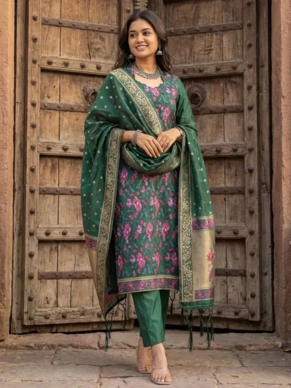 Shan-e-Banaras_Brocade_Silk_Suit_Green