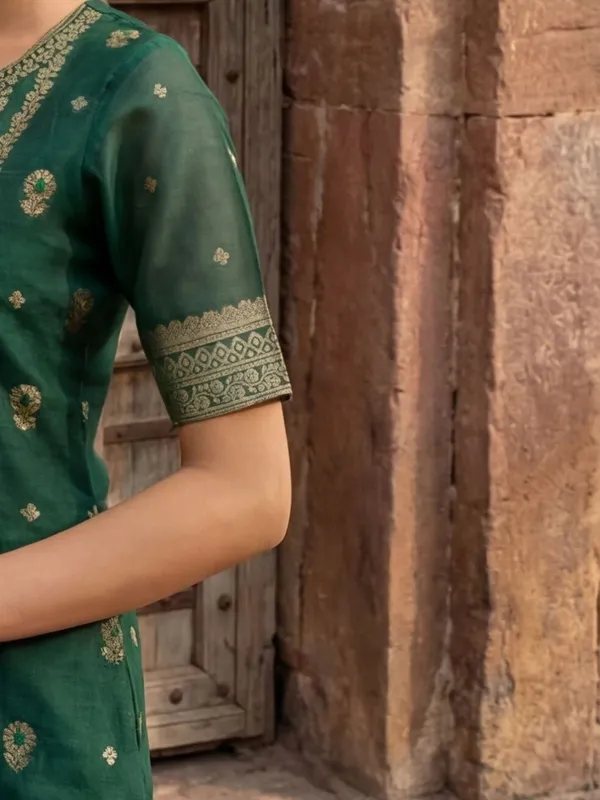 Shan-e-Banaras_Cotton_Mix_Brocade_Suit_Dark_Green
