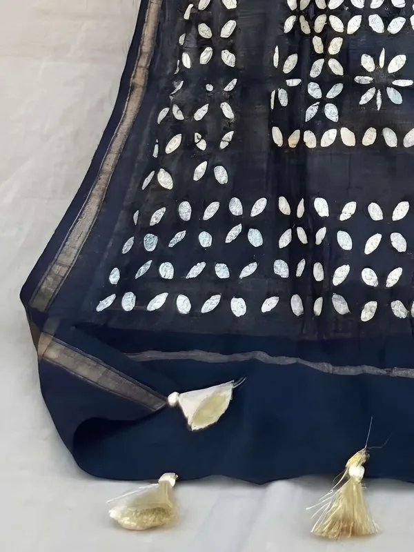 Roop_Baani_Pure_Chanderi_Silk_Applique_Saree_Black