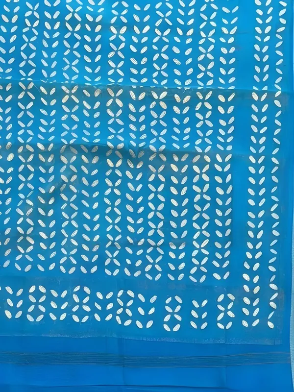 Roop_Baani_Pure_Chanderi_Silk_Applique_Saree_Blue