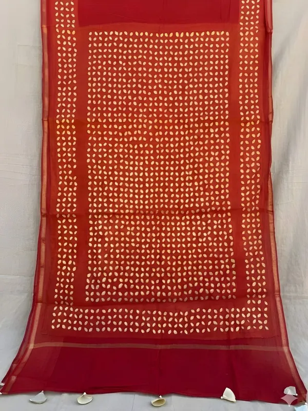 Roop_Baani_Pure_Chanderi_Silk_Applique_Saree_Dark_Red