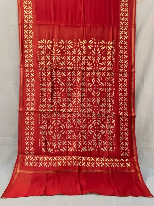 Roop_Baani_Pure_Chanderi_Silk_Applique_Saree_Fiery_Red