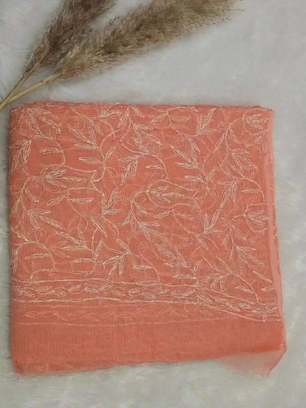 Leher_Baani_Kota_Doria_Tepchi_Saree_Peach