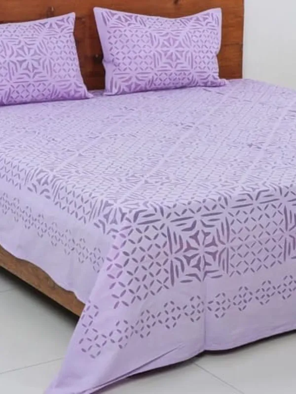 Aavaran_Applique_Double_Bedsheet_Deep_Purple