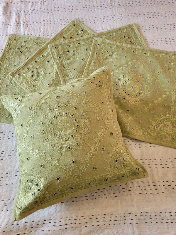 Khamma_Ghani_Mirror_Work_Cushion_Cover_(Set_of_5)_Soft_Green