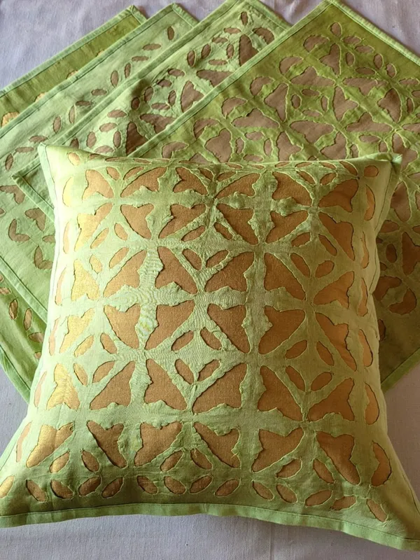 Khamma_Ghani_Applique_Cushion_Cover_(Set_of_5)_Leaf_Green