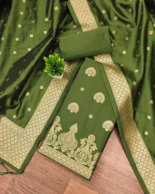 Noor-e-Banaras_Brocade_Lichi_Silk_Green_Suit