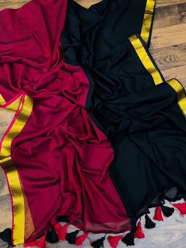 Hawa_Hawai_Zari_Border_Pure_Mul_Cotton_Saree_Red_&_Black